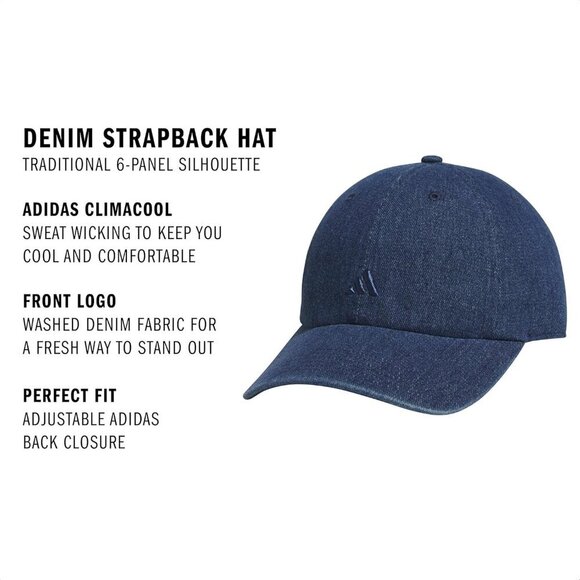 Adidas Womens Medium Blue Denim Saturday Baseball Adjustable Cotton Athletic Hat main image 4